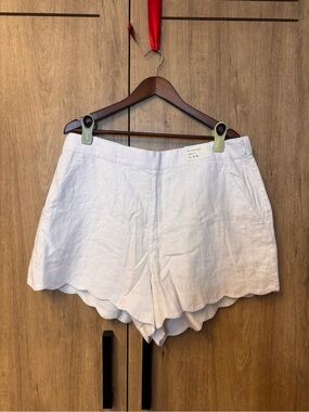Abercrombie & Fitch Women’s Linen Lightweight Resort Scallop Hem Shorts White 34
